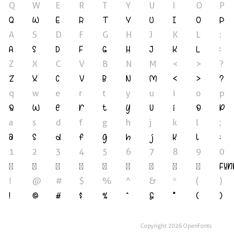 Character Map of Funnyla-Demo Regular