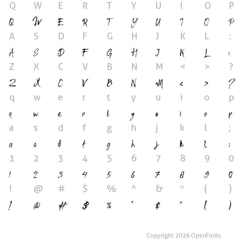 Character Map of Fusha Brush Regular