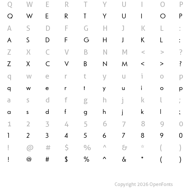 Character Map of Futura Casual Regular