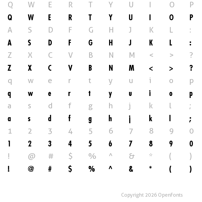 Character Map of Futura LT CondensedBold