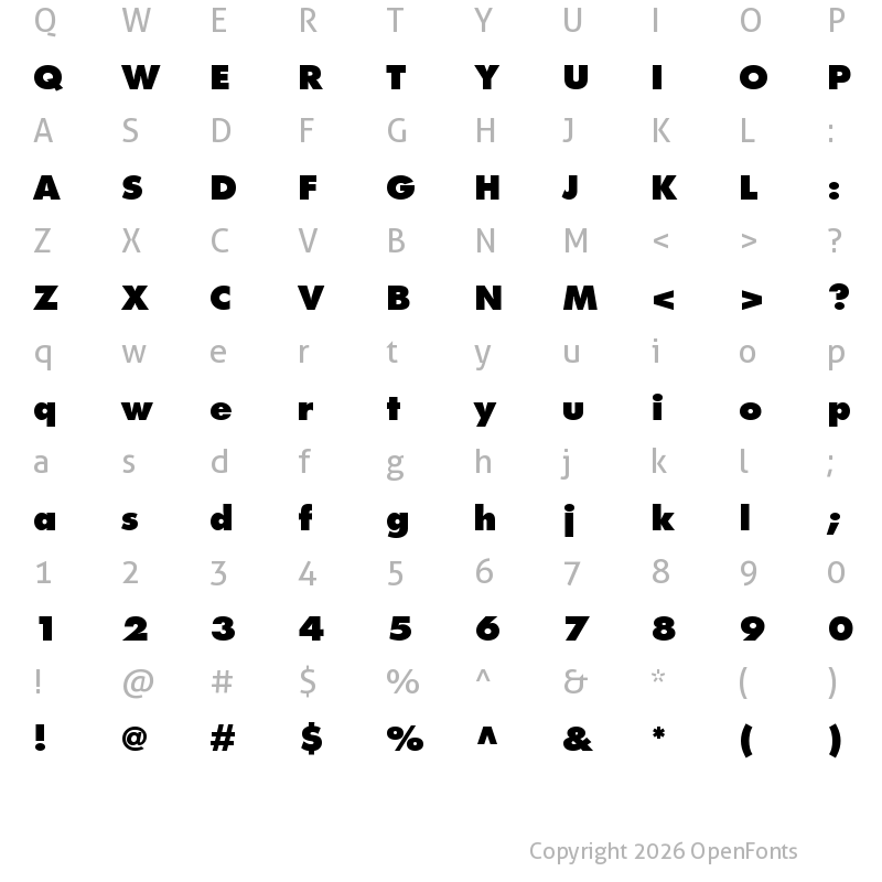 Character Map of Futura LT ExtraBold