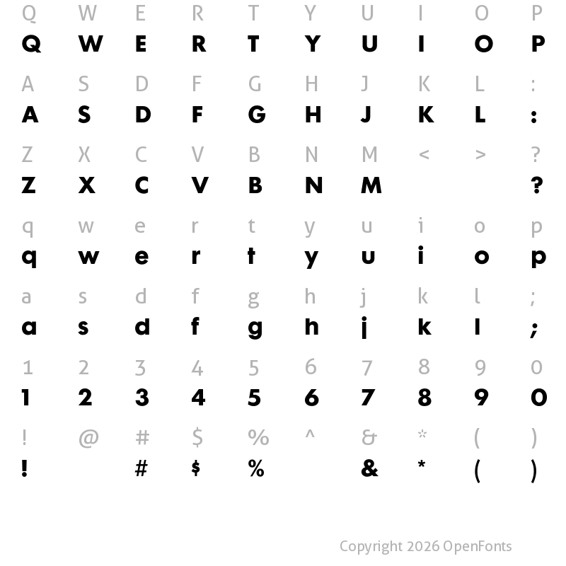 Character Map of Futura Maxi CG Bold Regular