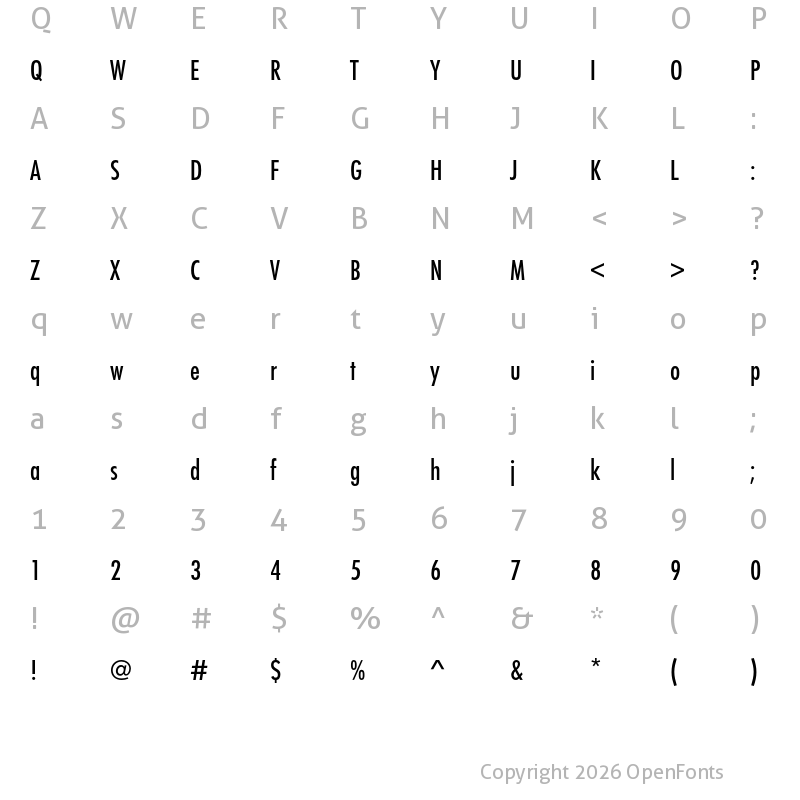Character Map of Futura PT Cond Medium
