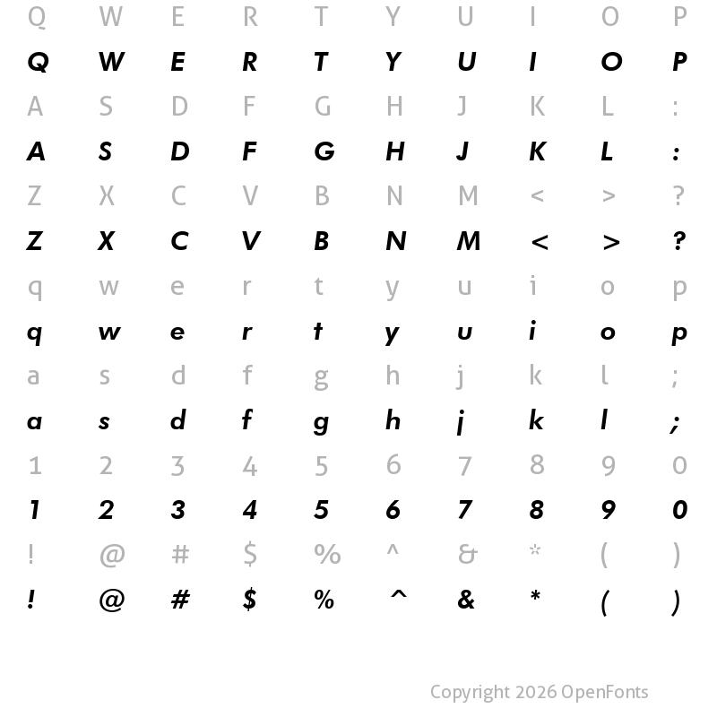 Character Map of Futura Windows Bold Italic