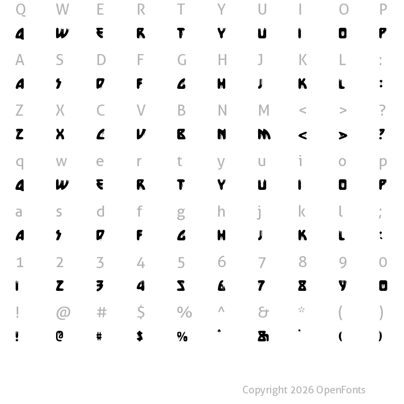 Character Map of Future Blood Regular