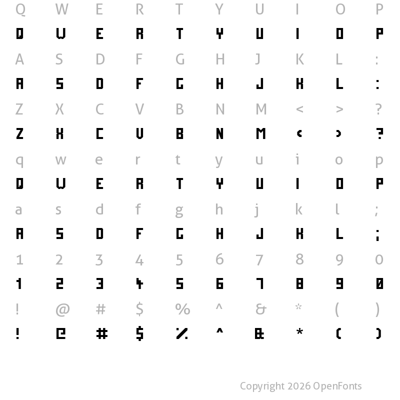Character Map of FutureMillennium Regular