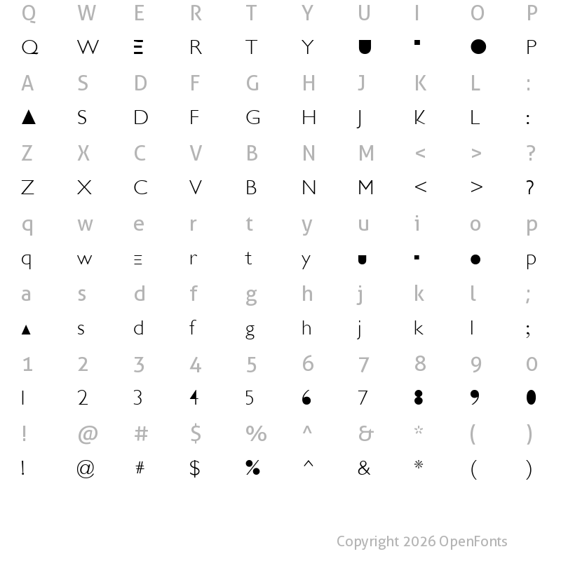 Character Map of Futurism Light