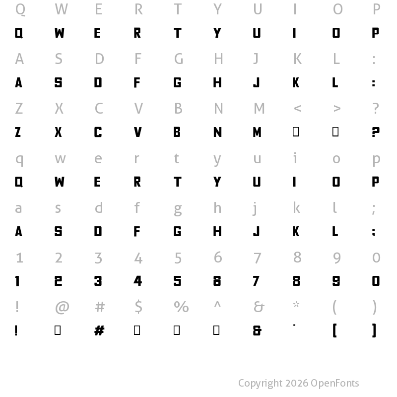 Character Map of Fyodor Bold