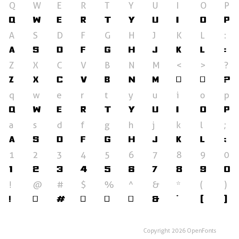 Character Map of Fyodor Bold Expanded