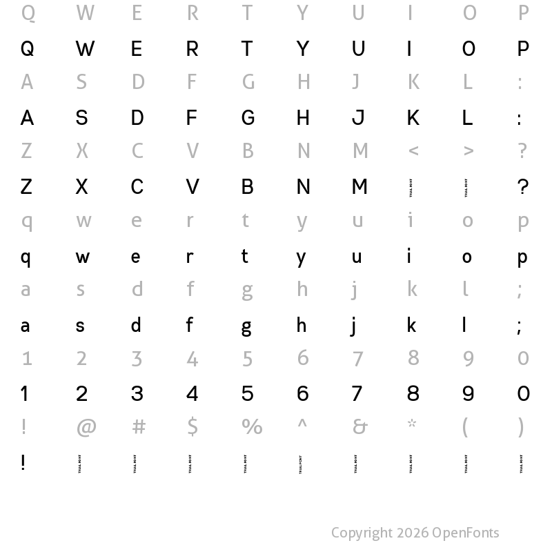 Character Map of Gabriel Sans Cd-Trial Medium