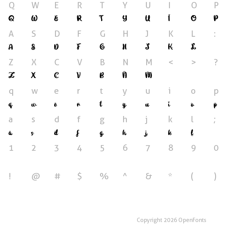 Character Map of Gabriella FREE Regular
