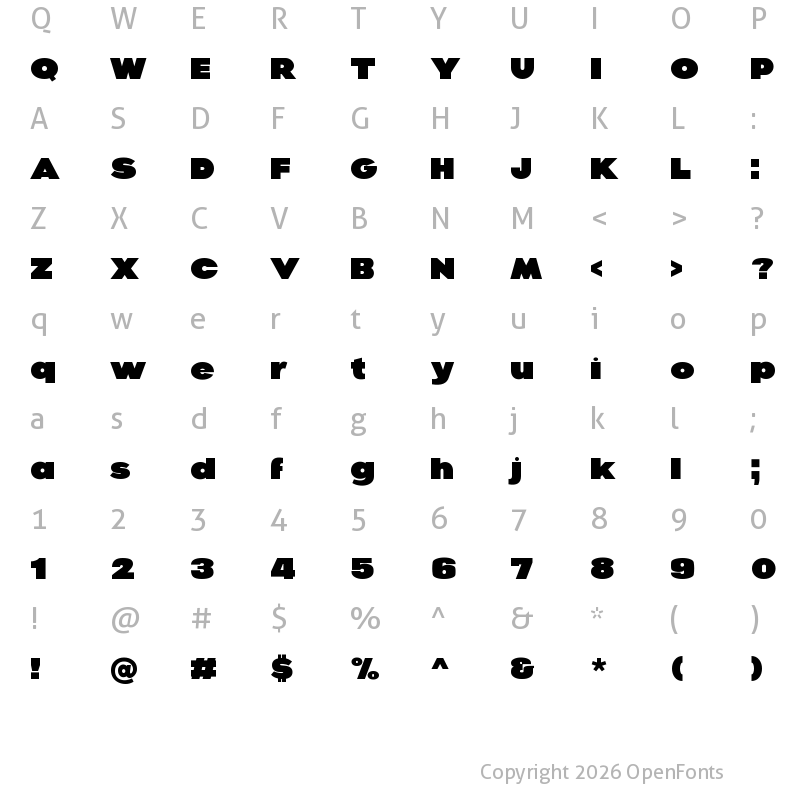 Character Map of Gaco Strong Demo Regular