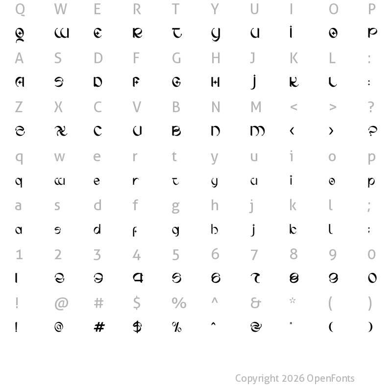 Character Map of GAHIBOE Demo