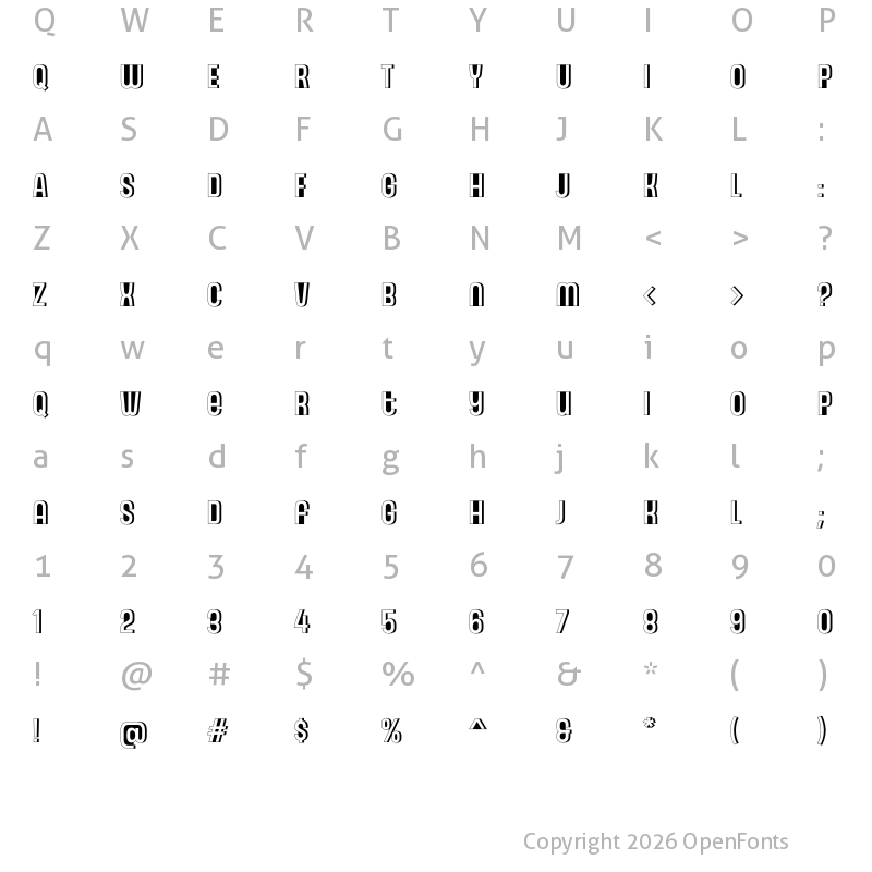 Character Map of Gala Shadow