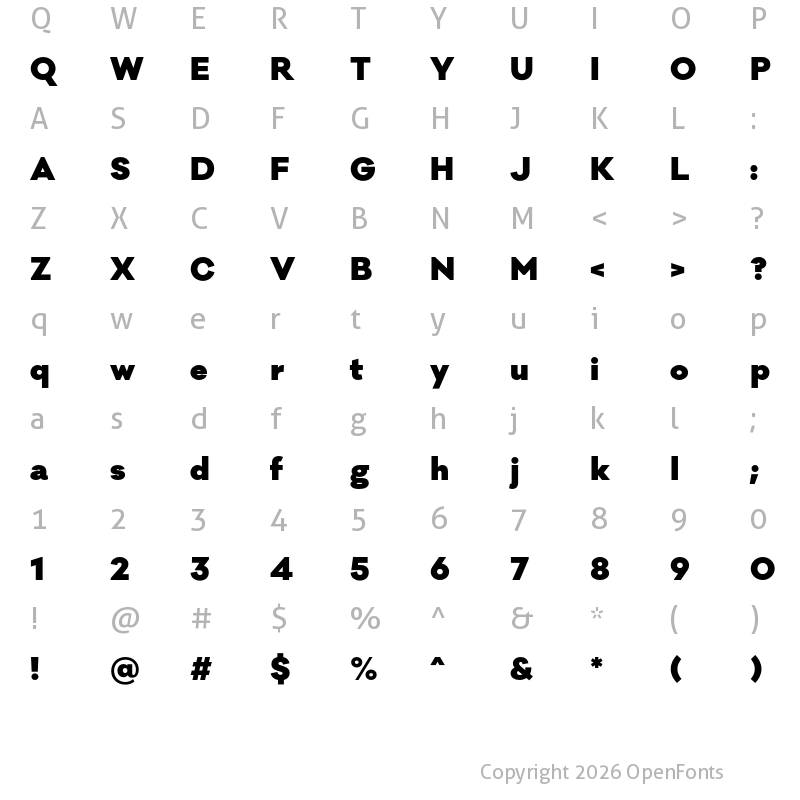 Character Map of Galano Classic Black