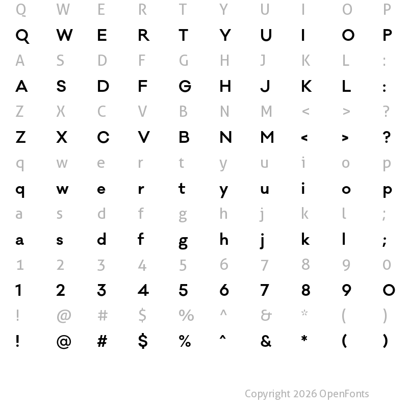 Character Map of Galano Classic SemiBold
