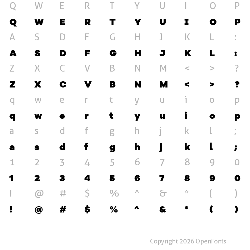 Character Map of Galano Grotesque Alt Black