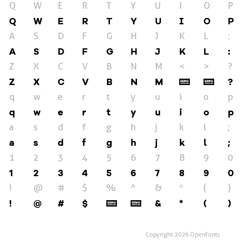 Character Map of Galano Grotesque Alt DEMO Bold
