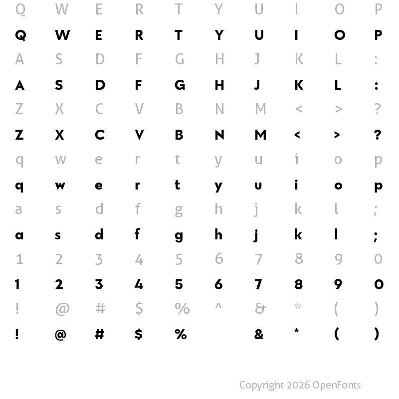 Character Map of Galatea Bold