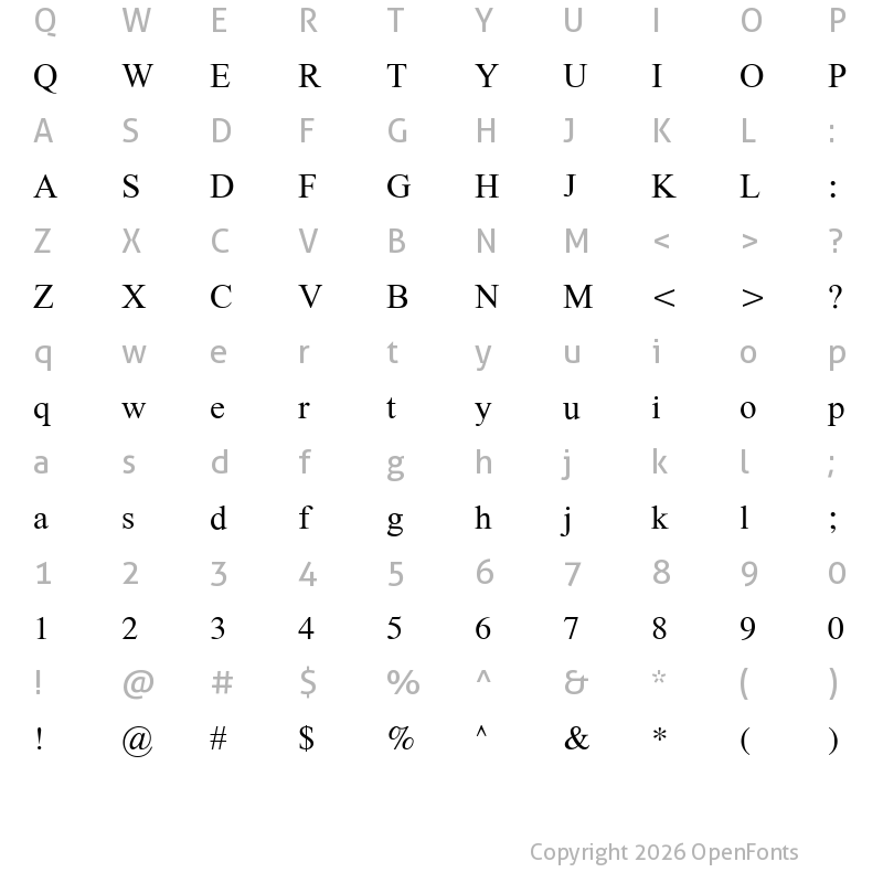 Character Map of Galatia SIL Regular