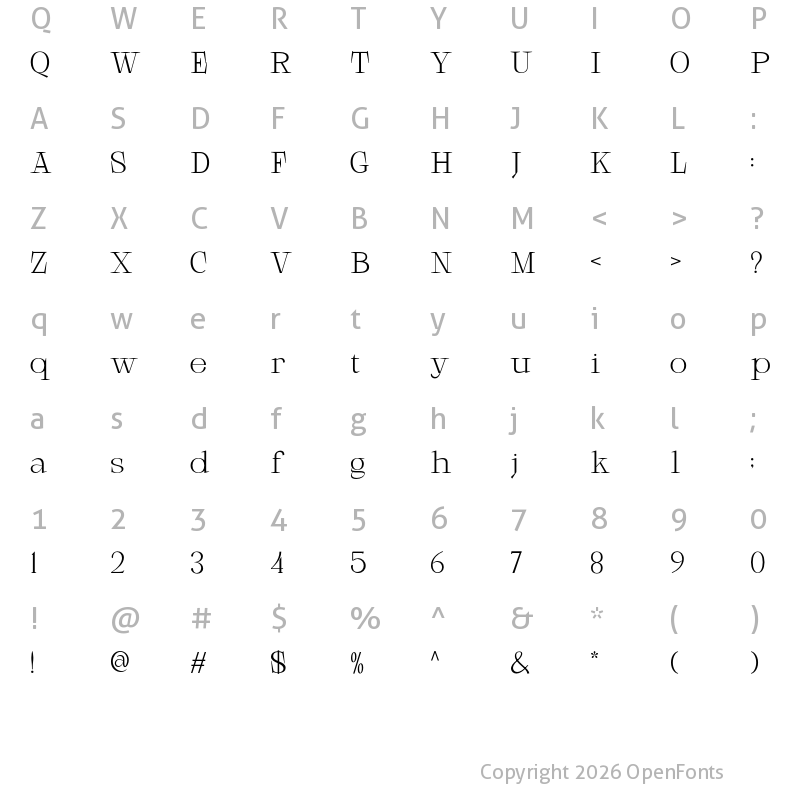 Character Map of Galgey Light