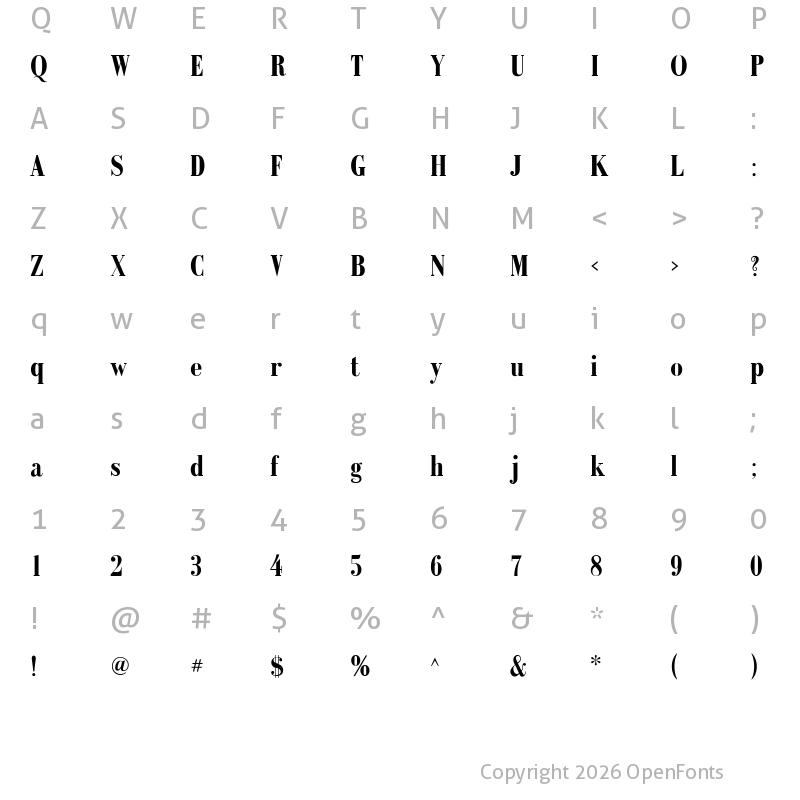Character Map of GalileoFLF Bold