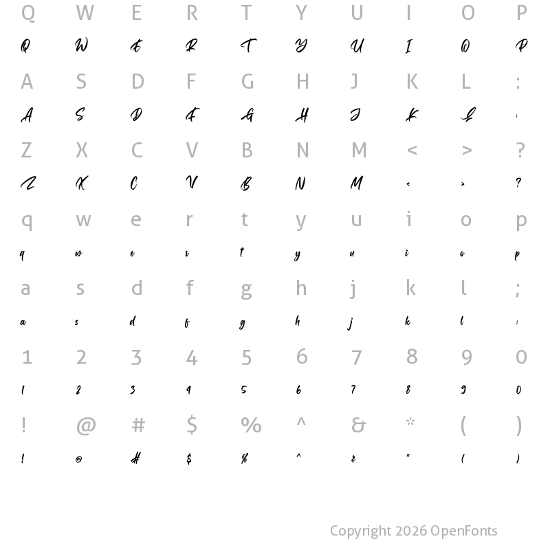 Character Map of Gallardo Regular