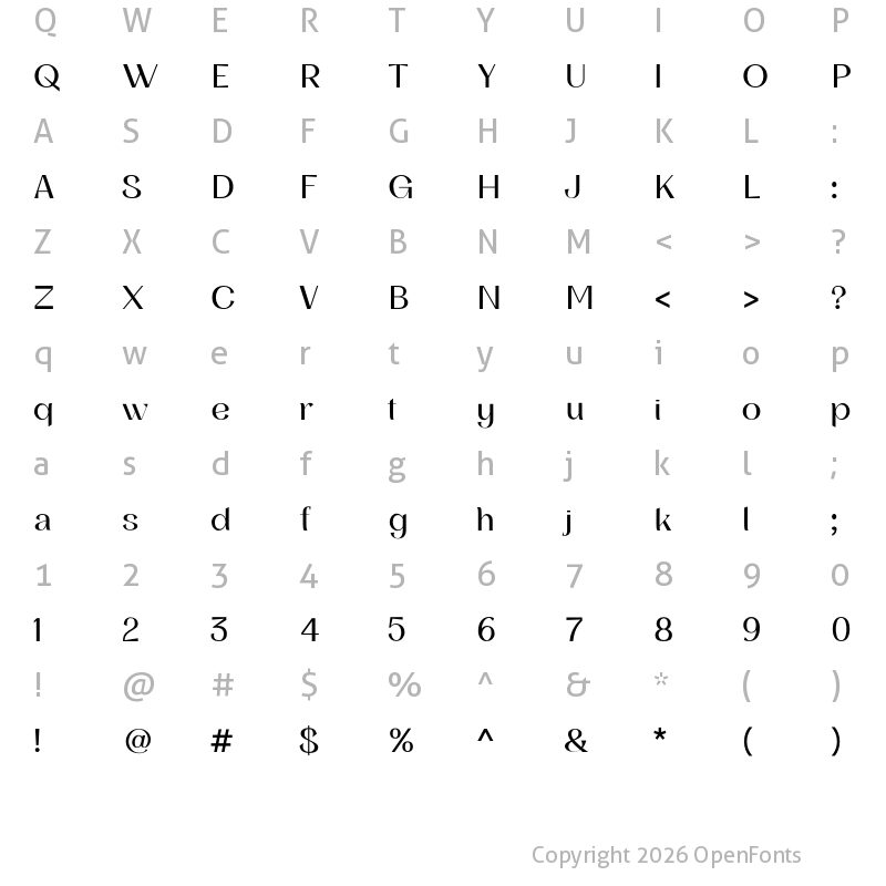 Character Map of Galleds Stars Regular