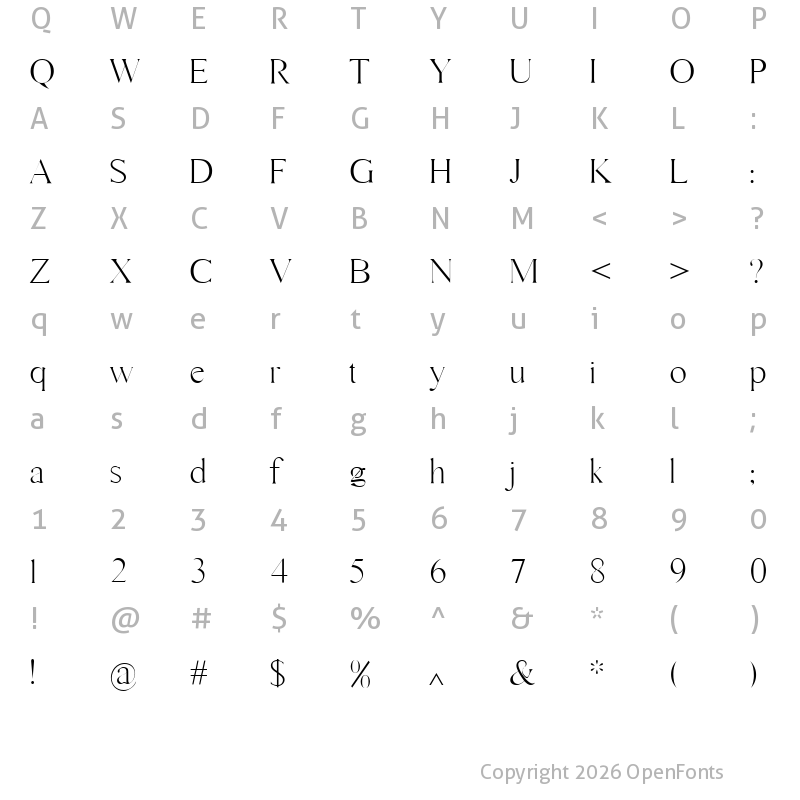 Character Map of Gallient Regular