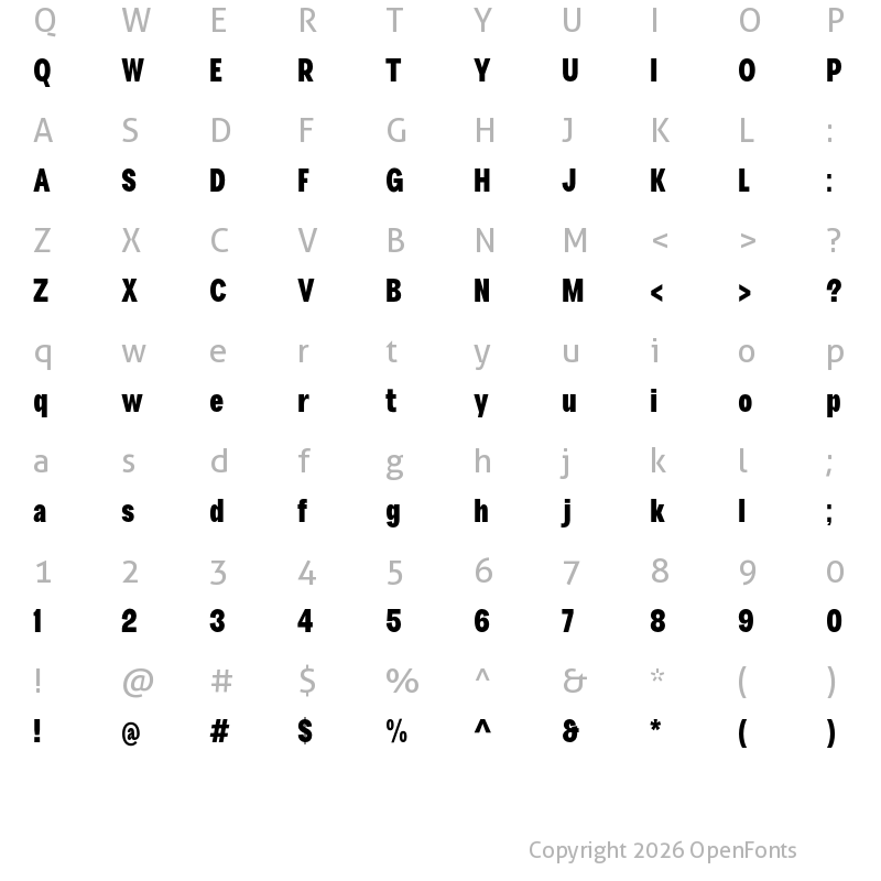 Character Map of Gallinari Extrabold Cond