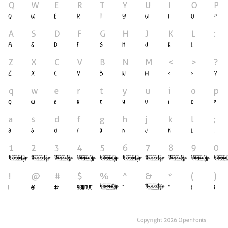 Character Map of Gallnut Personal Use Only Regular