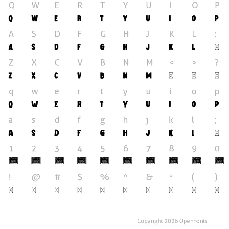 Character Map of GAMKING Personal Use