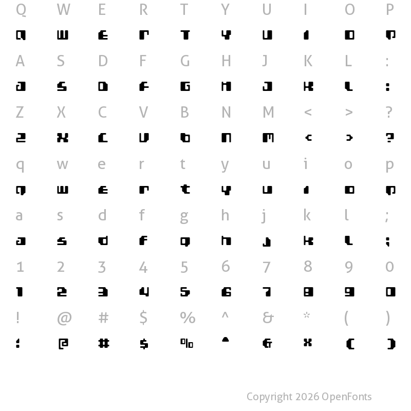 Character Map of Gamma1500 Bold