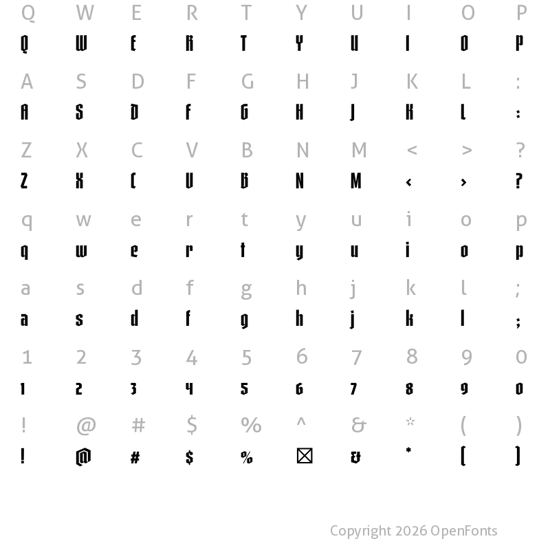 Character Map of Gandur New Semibold