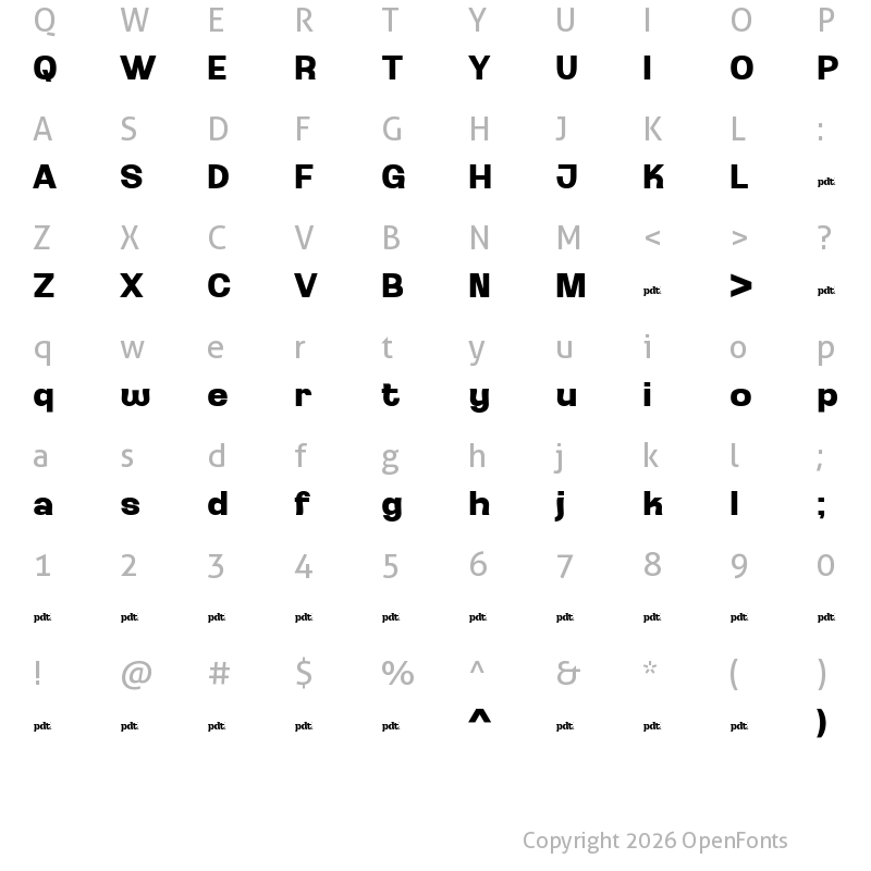Character Map of Ganyota Personal use Extra Bold