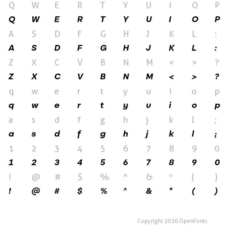 Character Map of Garant Pro Bold Italic