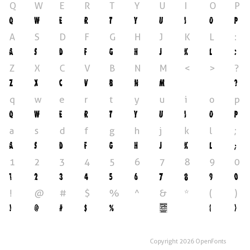 Character Map of Garbage King Regular