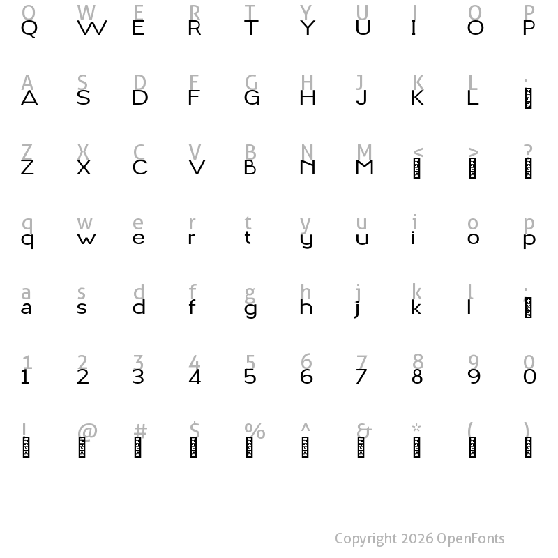 Character Map of Garbentas Personal Use Regular