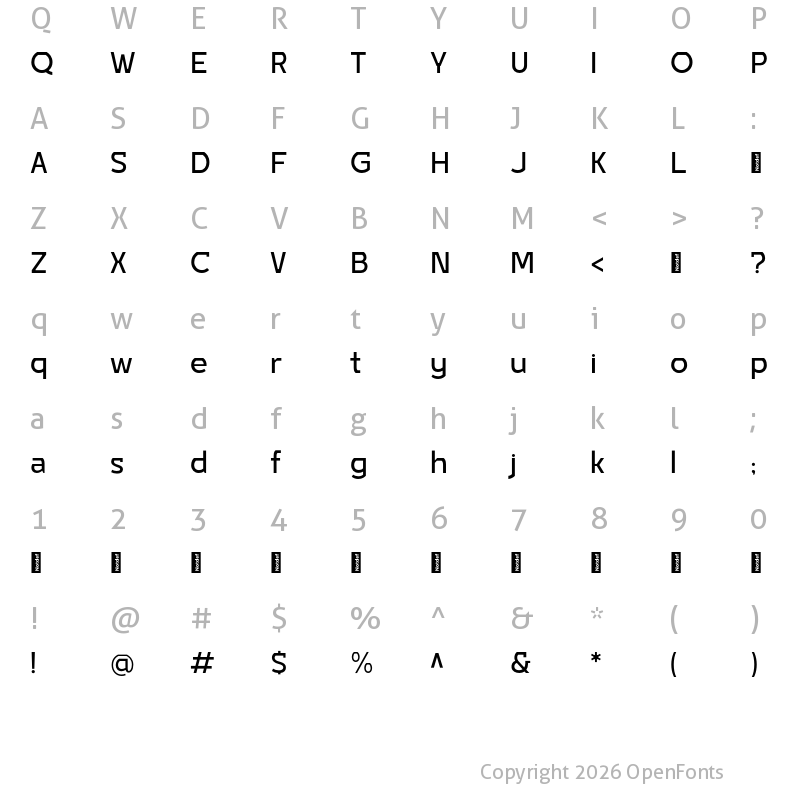 Character Map of Garcog Regular