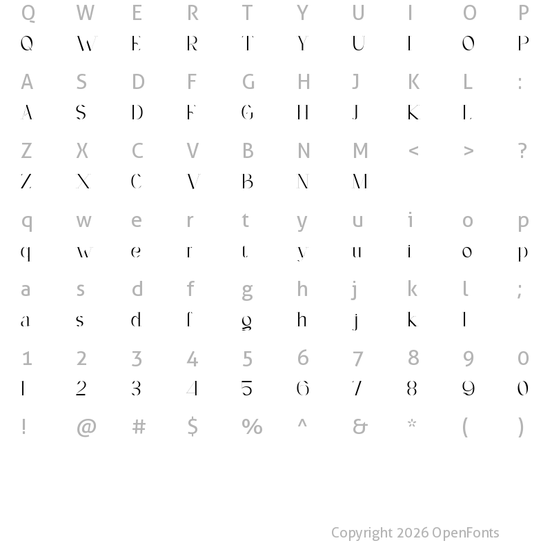 Character Map of Garetc Regular