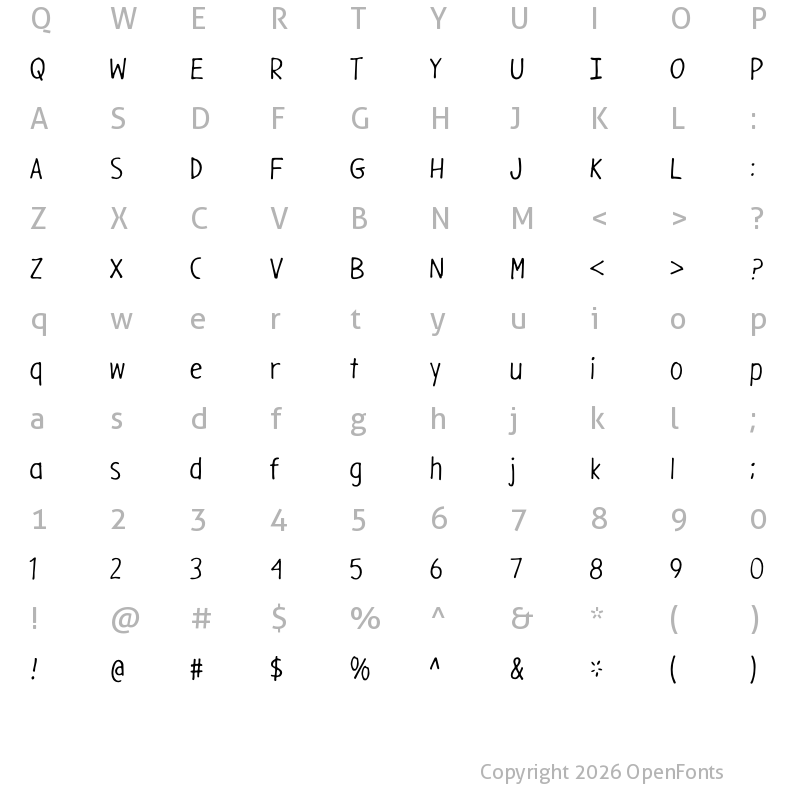 Character Map of Gargle Condensed