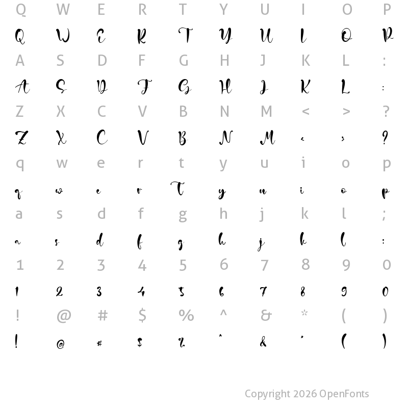 Character Map of Garlando Regular