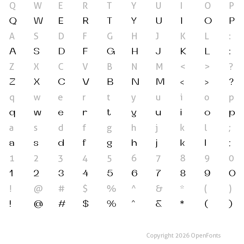 Character Map of Gar?onne Display Variable Regular