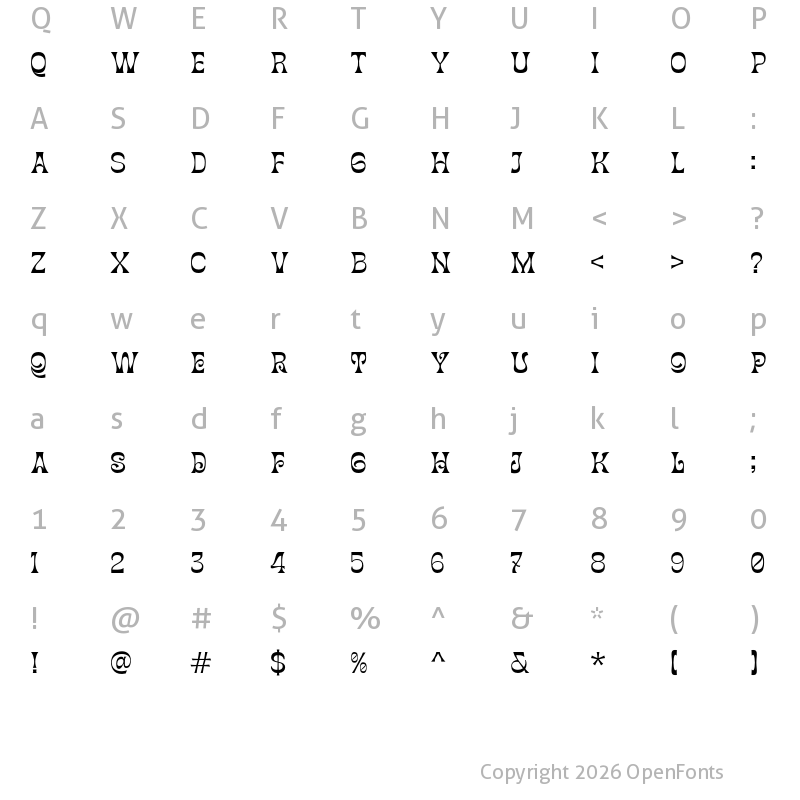 Character Map of Garten House Demo Regular