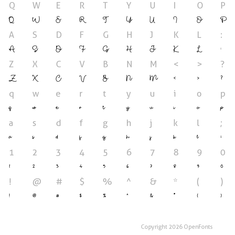 Character Map of Gasing Regular