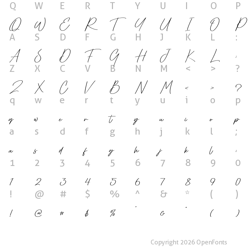 Character Map of Gaston Regular
