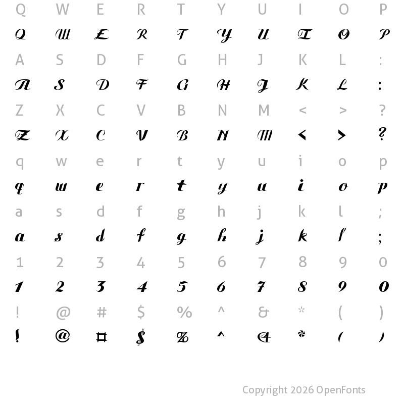 Character Map of Gauche Display Regular