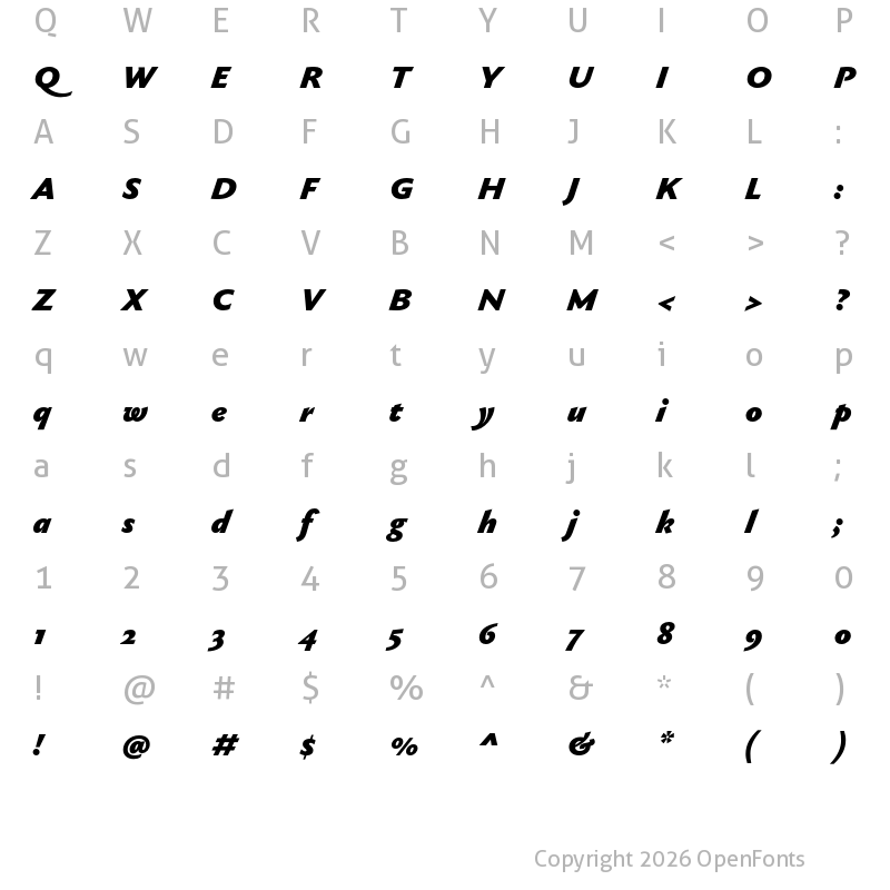 Character Map of Gaultier Heavy Italic