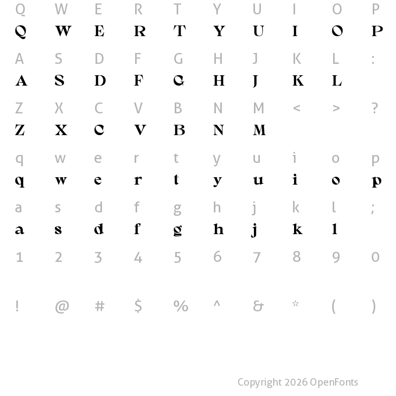 Character Map of Gavency Free Regular