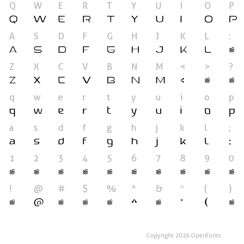 Character Map of Gavora Personaluse Thin